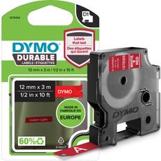 Dymo d1 tape 12mm DYMO D1 Durable Tape White on Red 1.2cmx3m