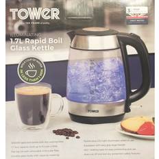 Daewoo Illuminated Stainess Steel Rapid Boil Glass Kettle Blue LED Light