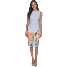 Calvin Klein Women Dresses Calvin Klein Women's Printed Jewel-Neck Sheath Dress - Papaya Multi