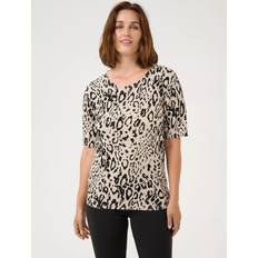 Knitted Sweaters - Natural Jumpers Kaffe Liz Leopard Print Short Sleeve Jumper - Black