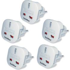 Techmax Pack of 5 UK to European Plug Adapter Type G to Type C