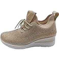 Laura Biagiotti Skor Laura Biagiotti Skor 8937 Sneakers Med Snörning Och Nitar - Beige