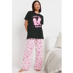 Pink - Women Pyjamas PixieGirl Womens Petite Cowboy Slogan Pyjama Set - Pink