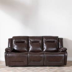 Capua Dark Brown Leather 3 Seater Manual Recliner Sofa