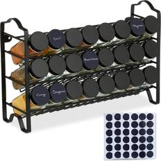Gewürzregale Relaxdays Spice Rack 24 Jars Stainless Steel Stand 25.5 x 38.5 x 12.5 cm