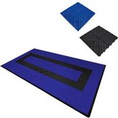 MonsterShop Vented Modular Interlocking Flooring Tiles & Edges 90 Blue & 30