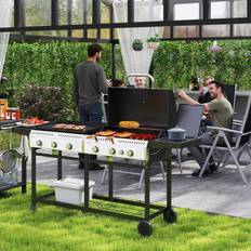 BBQs OutSunny Gas Grill and Plancha with 6+1 Burners