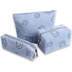 3 Pcs Smile Corduroy Cosmetic Bag - Aesthetic Preppy