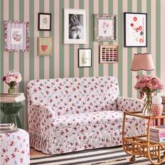 Cath Kidston Canopy Stripe Green Pink Wallpaper