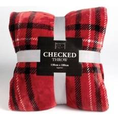 Red Blankets Checked Throw Luxe 180 cm Blankets Red