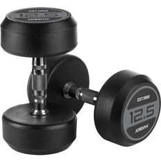 Jordan Fitness Rubber Dumbbells Grey 40kg-50kg Set 2.5kg Increments 5 Pairs