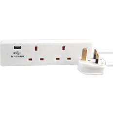 Pro Elec 2-Gang Mains Extension Lead 1m