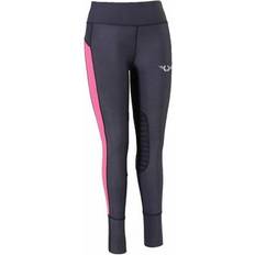 Horse Whips TuffRider Ladies Marathon Riding Tights - Charcoal/Neon Pink