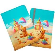 Yellow Passport Covers Warren Reed Designer Bear On A Beach Holiday Passport Cover - Yellow