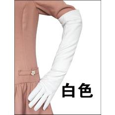 White Gloves Maxpower Hair Women's Long Touch Screen Leather Gloves - White