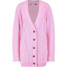 One Size - Women Cardigans PlayMc Knitted Style Long Cardigan Jumper - Baby Pink