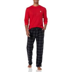 Beverly Hills Polo Club Fleece With Thermal Top Pajama Set - Red