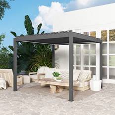 OutSunny 3 x 3 m Electric Louvered Pergola Aluminium with LED Light