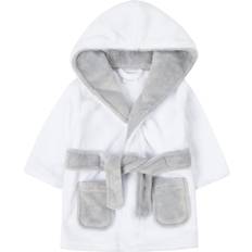 Long Sleeves Dressing Gowns Metzuyan Baby Boys Baby Girls Unisex Dressing Gown Hooded Contrast Kimono Robe Bathrobe - White