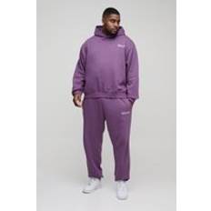 Lila Kostymer boohooMAN Mens Plus Oversized Boxy Hooded Tracksuit - Purple