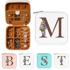 Yesteel Personalized Women Gifts for Birthday Initial Travel Jewelry Case - Jewelry Boxes