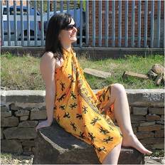 Yellow Swimsuit Cover-Ups & Sarong Wraps AWD-IT Bali Cool Gecko Scarves & Sarongs - Yellow