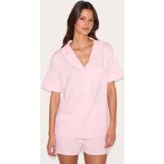 L Pyjamas PrettyLittleThing Pink Jersey Piping Short Pj Set - Pink
