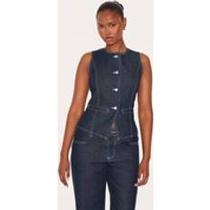 PrettyLittleThing Round Neck Longline Denim Waistcoat - Wash