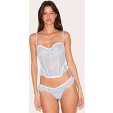 Blåa Underklädesset PrettyLittleThing Baby Blue Lace Corset Lingerie Set