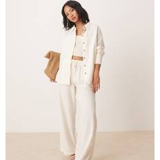 Petite linen trousers JDY Petite Wide Leg Linen Trouser Co-Ord - White