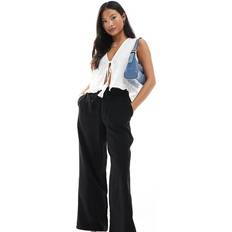 Petite linen trousers New Look Petite Linen Blend Drawstring Trousers - Black