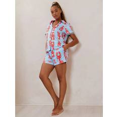 Blue Pyjamas Chelsea Peers Lobster Satin Short Pyjama Set - Blue
