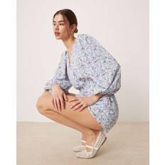 Purple Jumpsuits & Overalls Glamorous Long Sleeve Playsuit - Lilac Blue Ditsy - Purple
