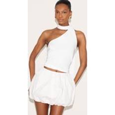 PrettyLittleThing Cotton Puffball Mini Skirt - White