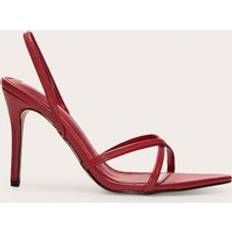Red - Women Heeled Sandals PrettyLittleThing Red Pu Point Toe Sling Back High Stiletto Heel Sandals - Red