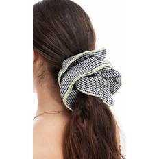 Black Hair Ties Pieces XL Scrunchie in Black Gingham Print