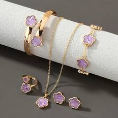 Purple Jewellery Sets Maxpower Stylish 5 Piece Lucky Clover Jewelry Set - Light Purple