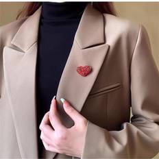 Red Brooches Maxpower Full Diamond Red Heart Brooch High-end Women's Brooch Pin