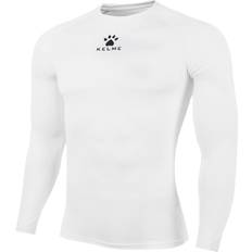 White Base Layers Kelme Mens Thermical Long Sleeve Football Tech Fit Baselayer Compression Top - White