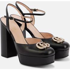 Gucci Pumps Gucci Double G Embellished Leather Platform Pumps - Black