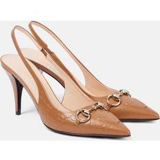 Gucci Pumps Gucci Horsebit GG Leather Slingback Pumps - Brown