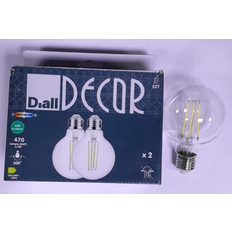 DIALL 2x 3.4W Led Filament G80 Decor Globe Light Bulb ES E27 4000K Lamp