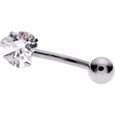 Gold Piercings Lumos Belly Bar Surgical Steel Different Crystal Gem Navel Bar Button Ring - Gold Heart