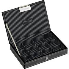 Stackers Cufflinks Stackers Mini Lidded Cufflink with Stripe Lining - Black
