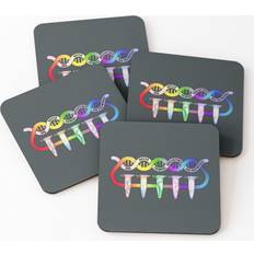 Leather Coasters PCR Polymerase Chain Reaction Process Steps Set of 4 4 x 4 inch