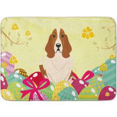 Carpets & Rugs Caroline's Treasures Easter Eggs Basset Hound Machine Washable Memory Foam Mat Doormats Multicolor