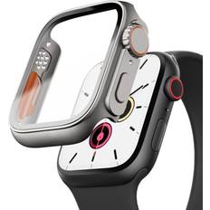 PZOZ Compatible Apple Watch 4 5 6 SE 44mm Hard Case with Tempered Glass Screen Protector