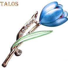 Crystal Brooches Maxpower Fashion Lady Tulip Brooch Crystal Stone Decor Flower Pin Elegant Suit - Blue