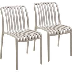 tectake Chairs Alcudia Set of 2 Taupe Garden Dining Chair