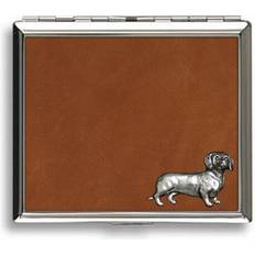 Smoking Accessories Knight Daschund Sausage Dog Tan Leather Covered Cigarette Case